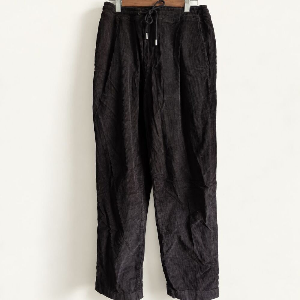 American Eagle Corduroy Pants M Tall NWT Black Pull On Drawstring Straight Leg - Picture 2 of 13